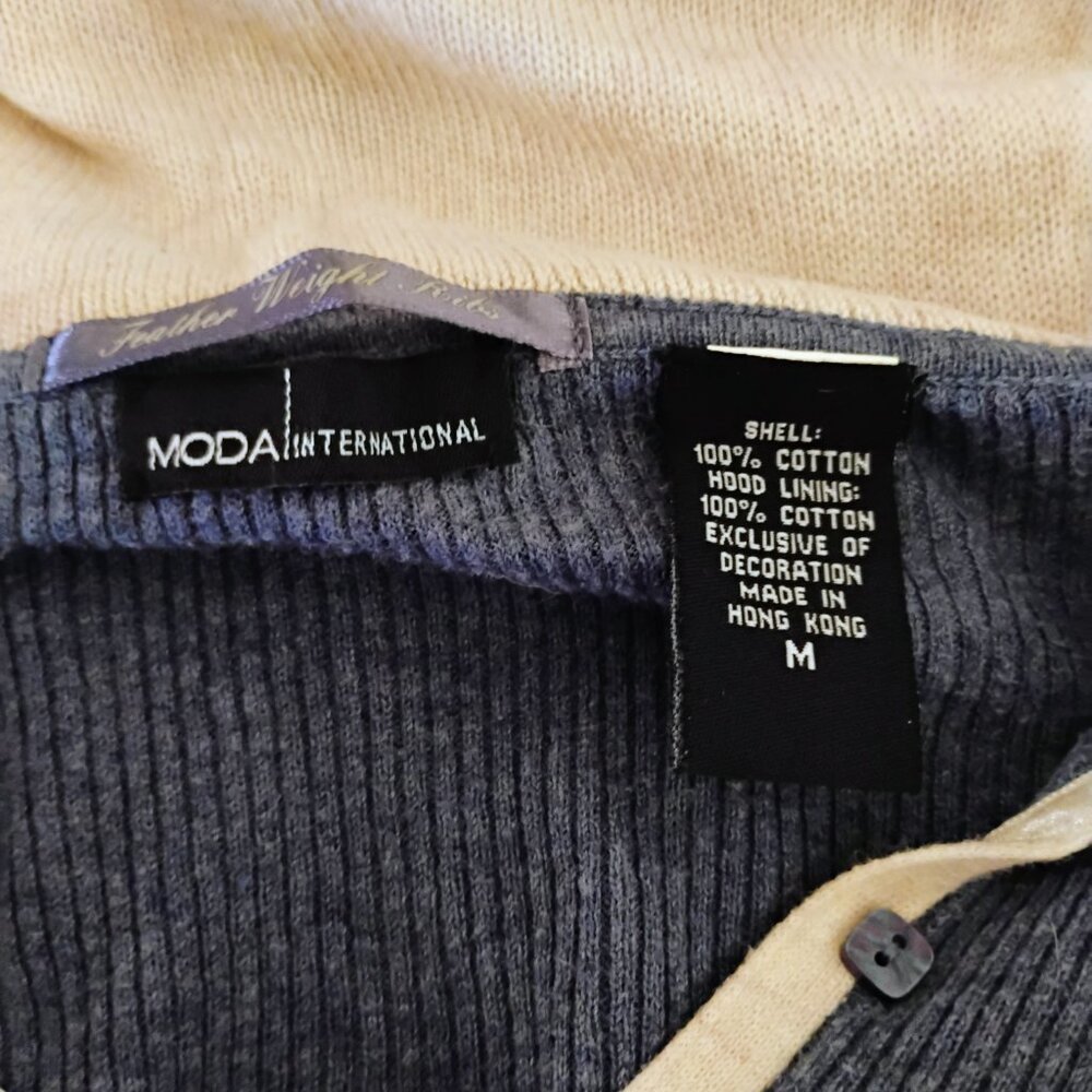 Blue Knitted Long Sleeve, Button Down V-Neck and Hoodie Cardigan - Picture 6 of 6